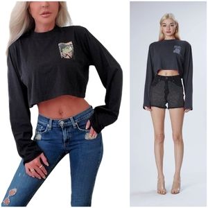 Frankie B Jenny Black Crop Long Sleeve Top